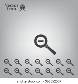 Vector magnifier icon with minus sign