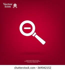 Vector magnifier icon with minus sign