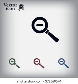 Vector magnifier icon with minus sign



