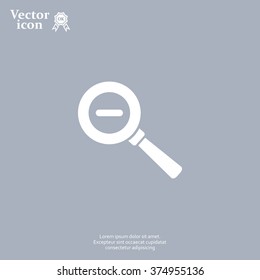 Vector magnifier icon with minus sign