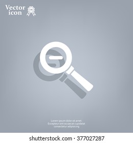 Vector magnifier icon with minus sign