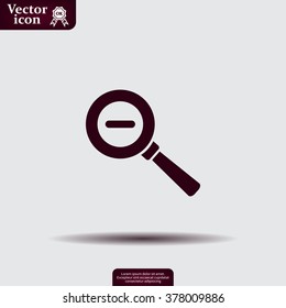 Vector magnifier icon with minus sign