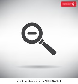 Vector magnifier icon with minus sign