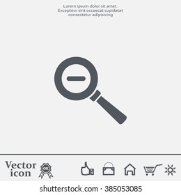 Vector magnifier icon with minus sign