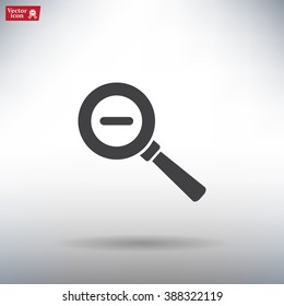 Vector magnifier icon with minus sign

