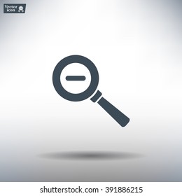 Vector magnifier icon with minus sign



