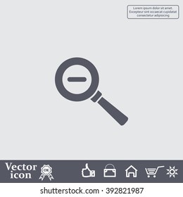 Vector magnifier icon with minus sign