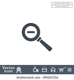 Vector magnifier icon with minus sign