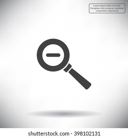 Vector magnifier icon with minus sign