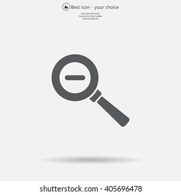 Vector magnifier icon with minus sign