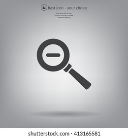Vector magnifier icon with minus sign