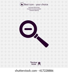Vector magnifier icon with minus sign