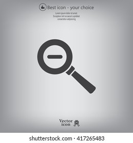 Vector magnifier icon with minus sign