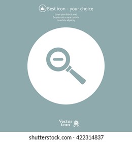Vector magnifier icon with minus sign