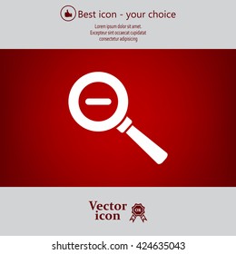 Vector magnifier icon with minus sign