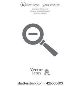 Vector magnifier icon with minus sign



