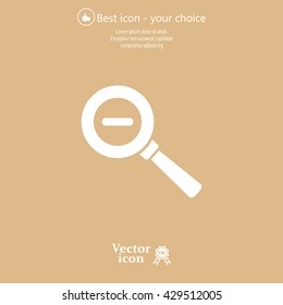 Vector magnifier icon with minus sign