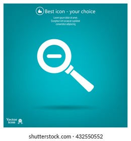 Vector magnifier icon with minus sign



