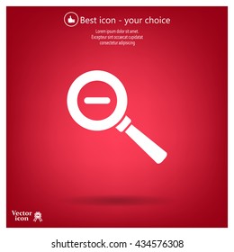 Vector magnifier icon with minus sign