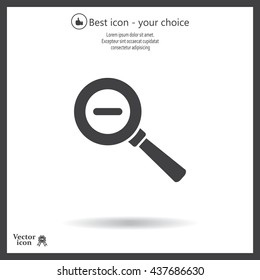 Vector magnifier icon with minus sign