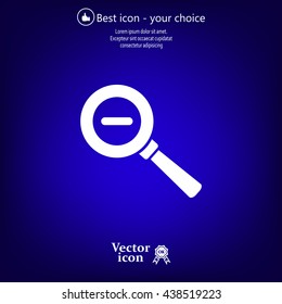 Vector magnifier icon with minus sign