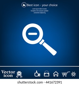 Vector magnifier icon with minus sign



