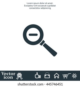 Vector magnifier icon with minus sign