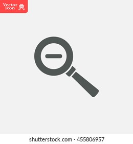 Vector magnifier icon with minus sign