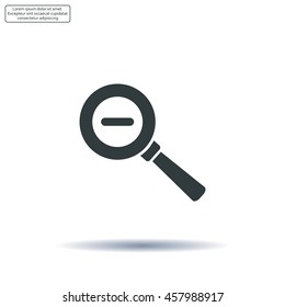 Vector magnifier icon with minus sign