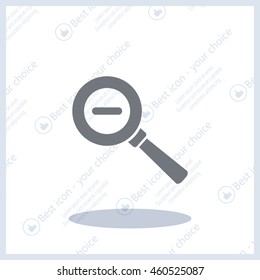 Vector magnifier icon with minus sign
