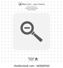 Vector magnifier icon with minus sign