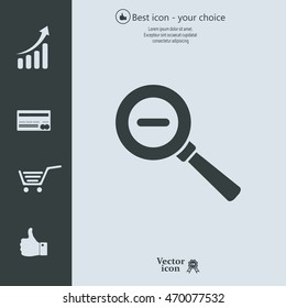 Vector magnifier icon with minus sign