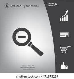 Vector magnifier icon with minus sign