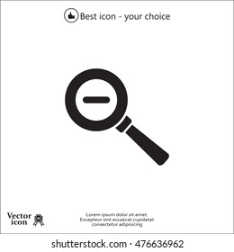 Vector magnifier icon with minus sign



