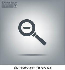 Vector magnifier icon with minus sign