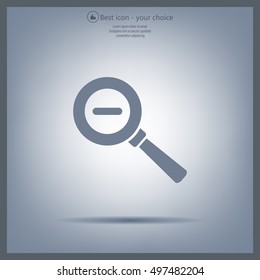 Vector magnifier icon with minus sign



