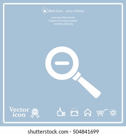 Vector magnifier icon with minus sign