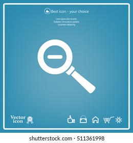 Vector magnifier icon with minus sign



