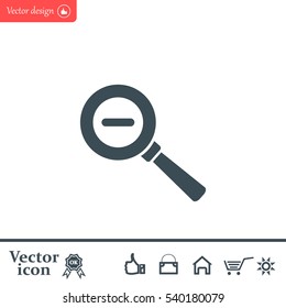 Vector magnifier icon with minus sign



