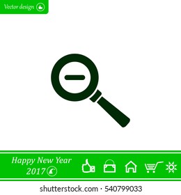 Vector magnifier icon with minus sign