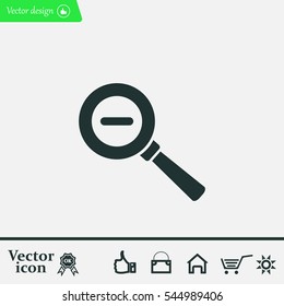 Vector magnifier icon with minus sign



