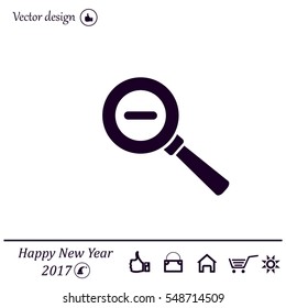 Vector magnifier icon with minus sign



