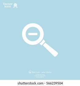 Vector magnifier icon with minus sign