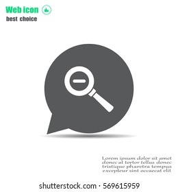 Vector magnifier icon with minus sign