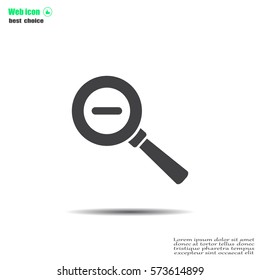 Vector magnifier icon with minus sign