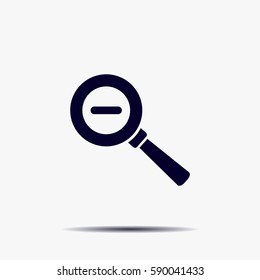 Vector magnifier icon with minus sign