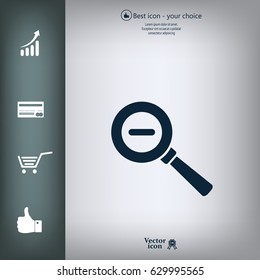 Vector magnifier icon with minus sign