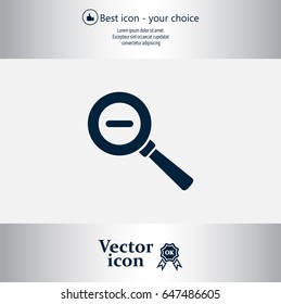 Vector magnifier icon with minus sign
