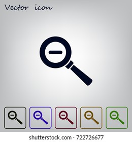 Vector magnifier icon with minus sign