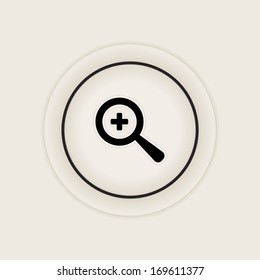 Vector magnifier icon with plus sign. Zoom in icon.